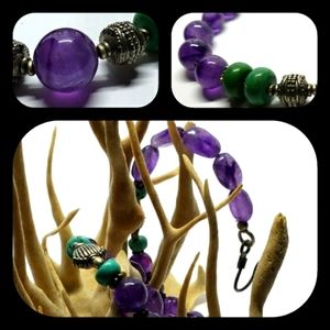 Amethyst & Jade Beaded Necklace